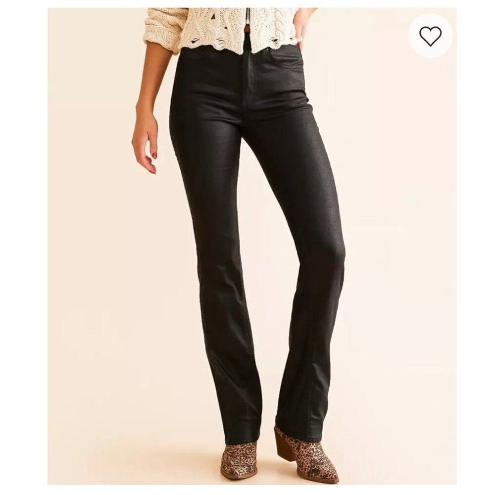 NWT Free Peopleโx We The Free Xena Coated Straight Jeans in Ethereal Black SZ 31 - Picture 15 of 16